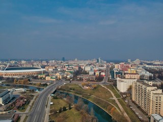 Fototapeta premium Aerial view of Minsk, Belarus