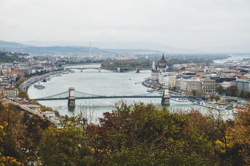 View of Budapest bridges and from Gellert hill