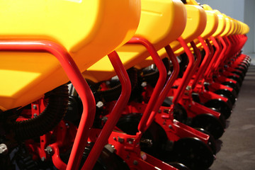Precision inline seeder. A row seeder. Seed drill.  Fragment.