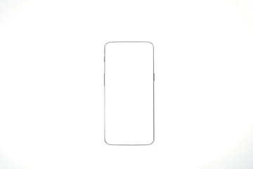 Modern smartphone on white background with copy space.