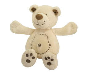 Stuffed toy, teddy bear isolated on a white background. Item for greeting card, scene creator and other design