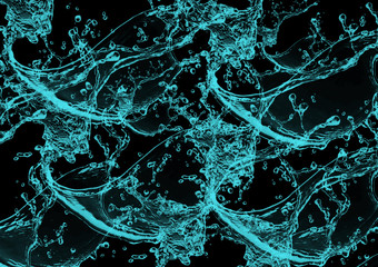 Water splash on black background