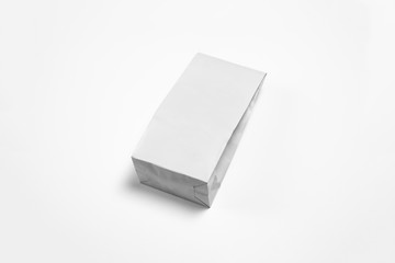 White blank Paper Package Mock-up for dry products on white background.High resolution photo.