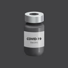 3D illustration of a vaccine for the Covid 19 virus in a green background.