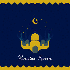 Ramadhan kareem greeting card with mosque