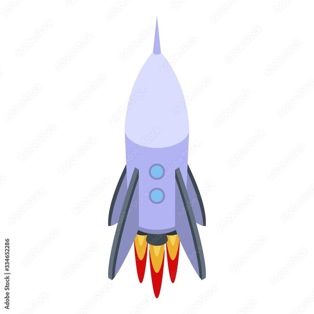 Poster rocket icon. isometric of rocket vector icon for web design isolated on white background