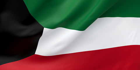 Obraz premium National Fabric Wave Closeup Flag of Kuwait