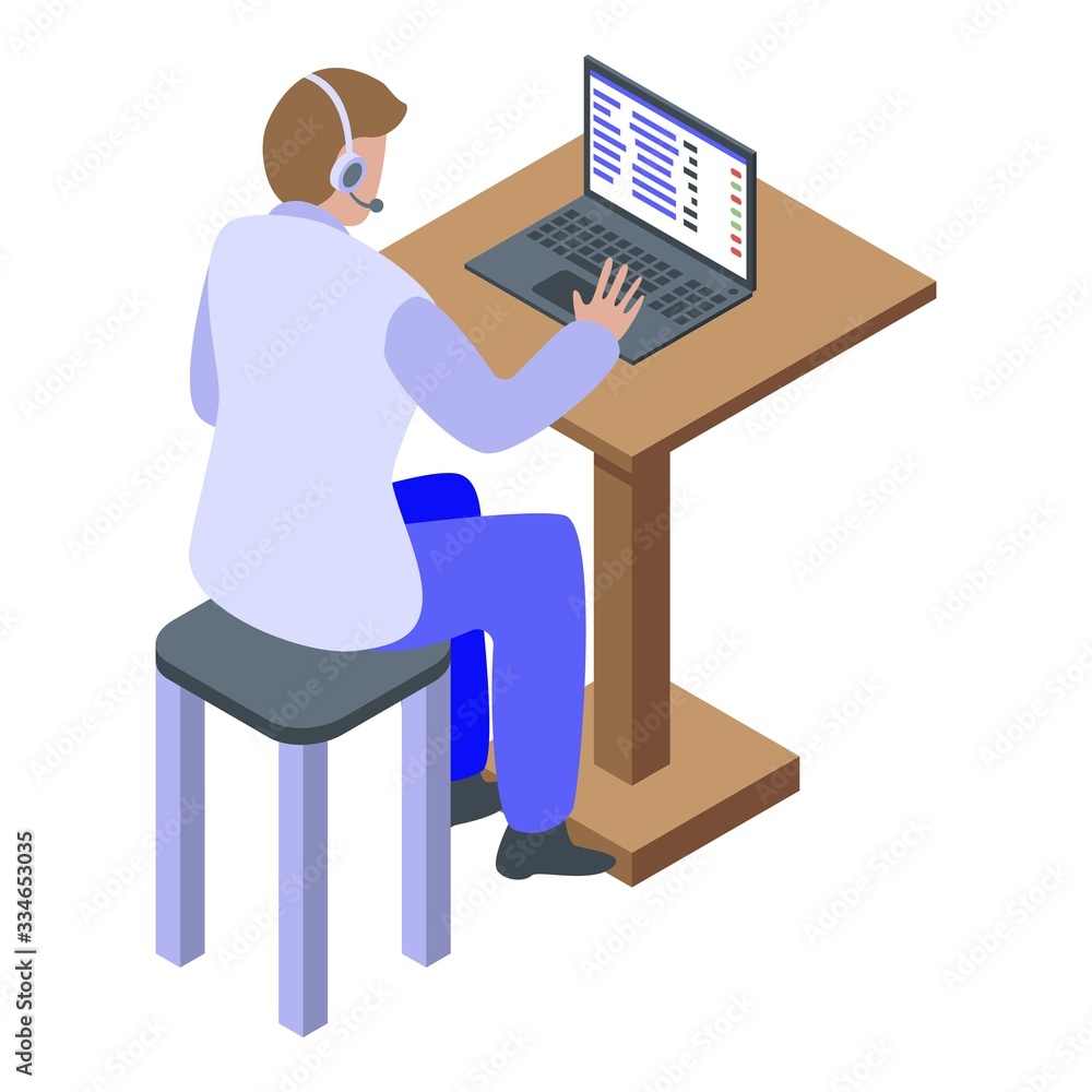 Poster call center employer icon. isometric of call center employer vector icon for web design isolated on 