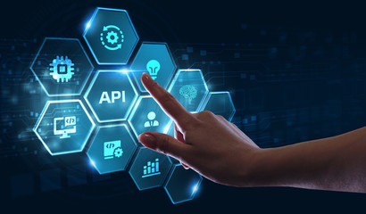 API - Application Programming Interface. Software development tool. Business, modern technology, internet and networking concept.