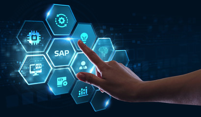 SAP System Software Automation concept on virtual screen data center. Business, modern technology, internet and networking concept