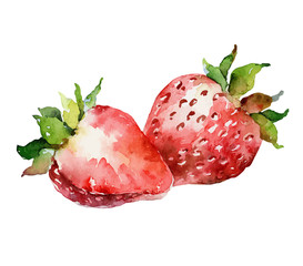 Watercolor vector strawberry on white background - 334653079