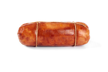 chicken ham roulade, isolated on a white background