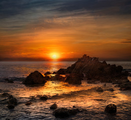 Tropical beach at beautiful sunset. Nature background.jom tien beach pattaya thailand