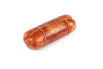 chicken ham roulade, isolated on a white background