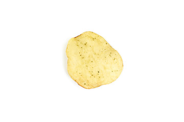 Tasty potato chips isolated on white background