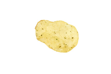 Tasty potato chips isolated on white background