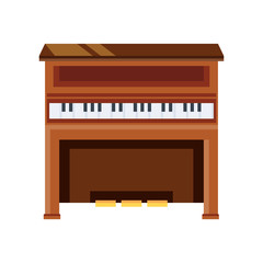 wooden piano on white background