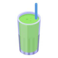 Matcha tea juice glass icon. Isometric of matcha tea juice glass vector icon for web design isolated on white background