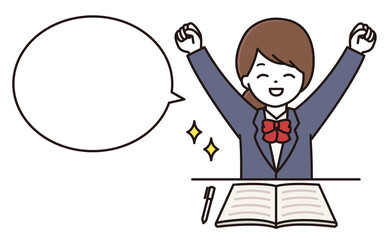 学生 女の子 喜ぶ 吹き出し イラスト