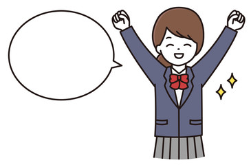 学生 女の子 喜ぶ 吹き出し イラスト