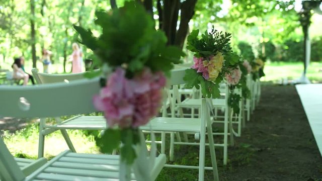 decor of chairs for a wedding ceremony