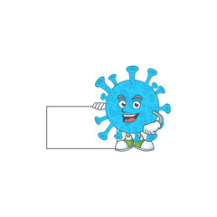 Coronavirus backteria cartoon character concept Thumbs up having a white board
