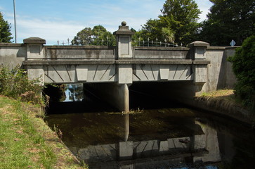 Bridge over Otepuni Stream in Otepuni Gardens in Invercargill,Southland on South Island of New Zealand