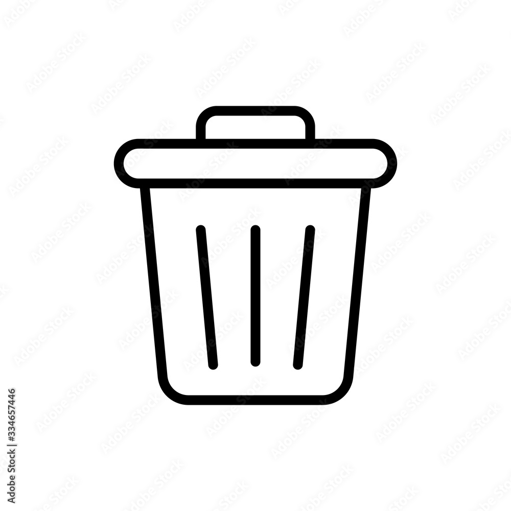 Poster simple trash can line icon.