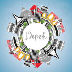 Depok Indonesia City Skyline with Color Buildings, Blue Sky and Copy Space.