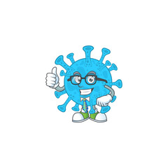 Cartoon character design of coronavirus backteria successful businessman