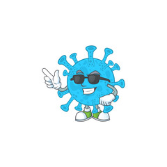 Obraz premium Super cute coronavirus backteria cartoon character wearing black glasses