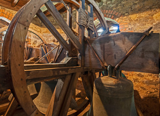 Large old bells in a church tower