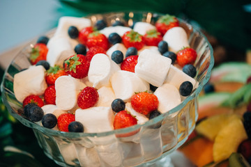 Marshmallows mit Früchten Dessert