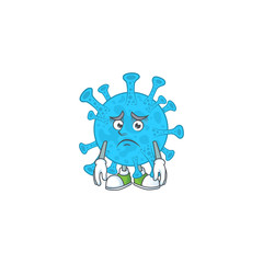 Cartoon picture of coronavirus backteria with worried face