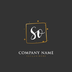 Handwritten initial letter S O SO for identity and logo. Vector logo template with handwriting and signature style.