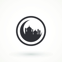 moon mosque icon islam muslim religion spirituality religious vector icon