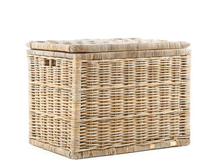 Wicker basket on white background