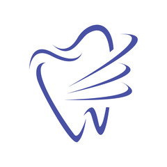 Fototapeta premium abstract modern tooth for dental care service vector logo icon in blue color