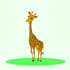 Cute girl giraffe vector illustration. She looks happy because she is eating a flower and she is confident in her attractiveness.