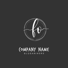 Handwritten initial letter F O FO for identity and logo. Vector logo template with handwriting and signature style.