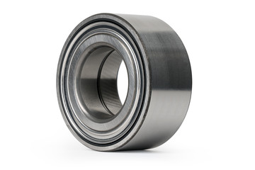 Isolate. Metal ball bearing close-up on a white background.