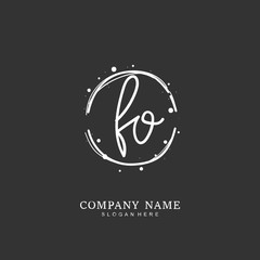 Handwritten initial letter F O FO for identity and logo. Vector logo template with handwriting and signature style.