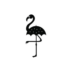 flamingo and umbrella abstract vector logo design