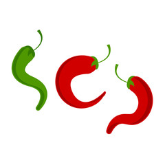 red green hot spicy pepper chili logo vector template design illustration