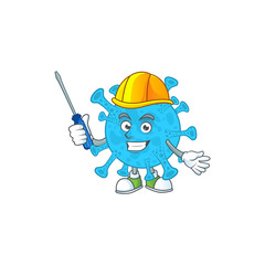 Smart automotive coronavirus backteria presented in mascot design style