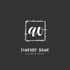 Handwritten initial letter A O AO for identity and logo. Vector logo template with handwriting and signature style.