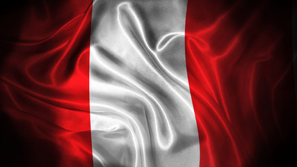 Close up waving flag of Peru. National Peru flag.