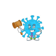 Charismatic Judge coronavirus backteria cartoon character design with glasses