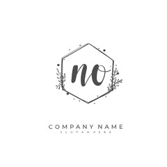 Handwritten initial letter N O NO for identity and logo. Vector logo template with handwriting and signature style.