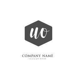 Handwritten initial letter U O UO for identity and logo. Vector logo template with handwriting and signature style.